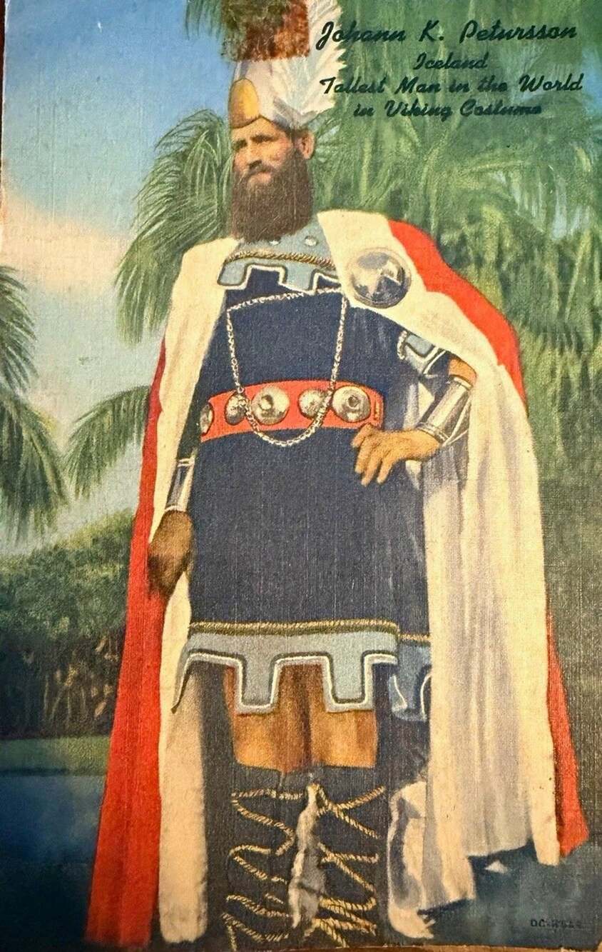 VTG Johann K. Petursson SIGNED Postcard Pitchcard Icelandic Viking Giant FRAMED